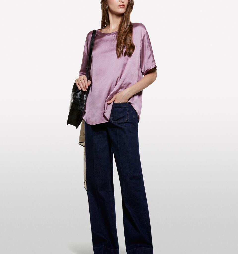 Blusa malva over fit in satin - bluse da donna - Lilla | Sisley image number 1